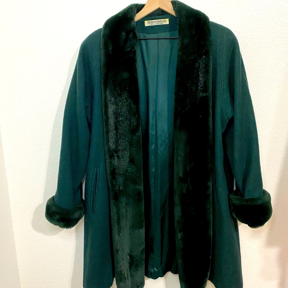 Women’s Vintage Donnybrook Wool Coat Emerald Forest Green Size 14